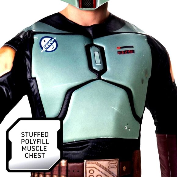 Star Wars The Book Of Boba Fett Mens Costume Padded Jumpsuit Attached Cape 32-34 - Picture 3 of 7